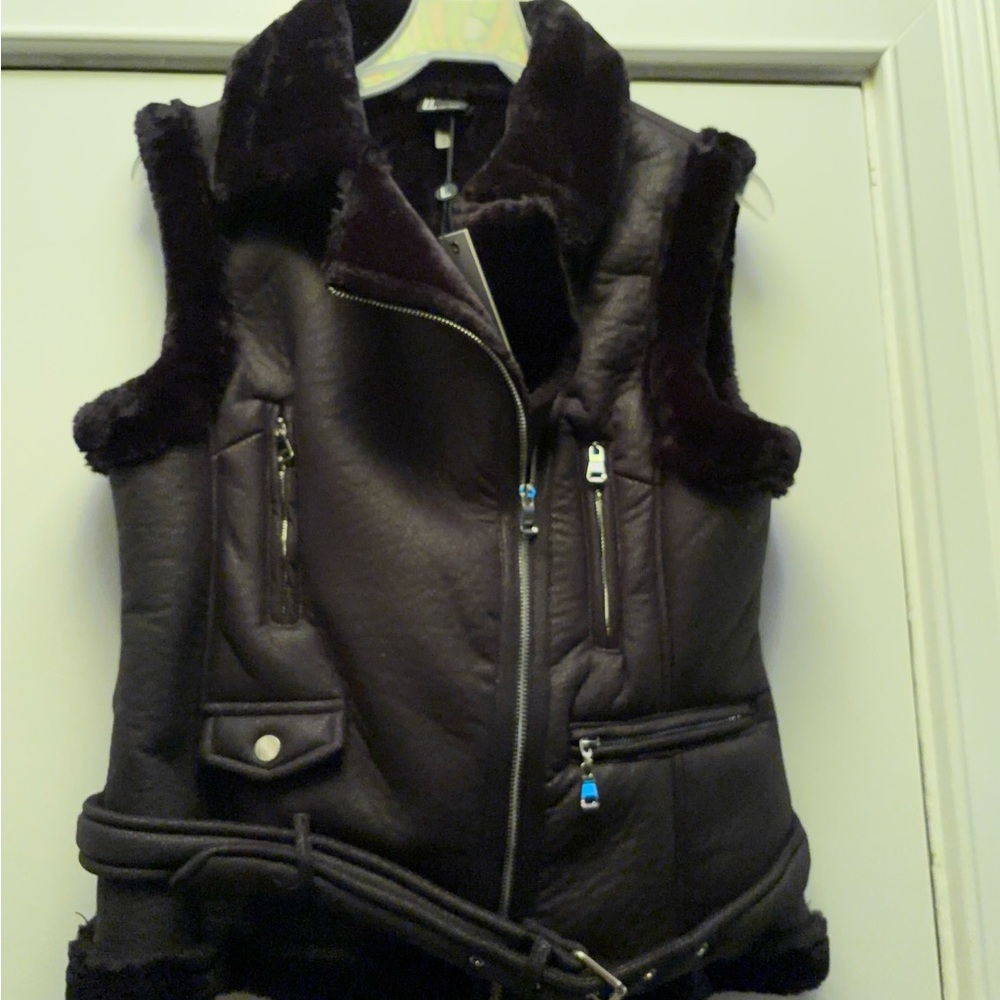 Love Token Black Faux Leather Vest